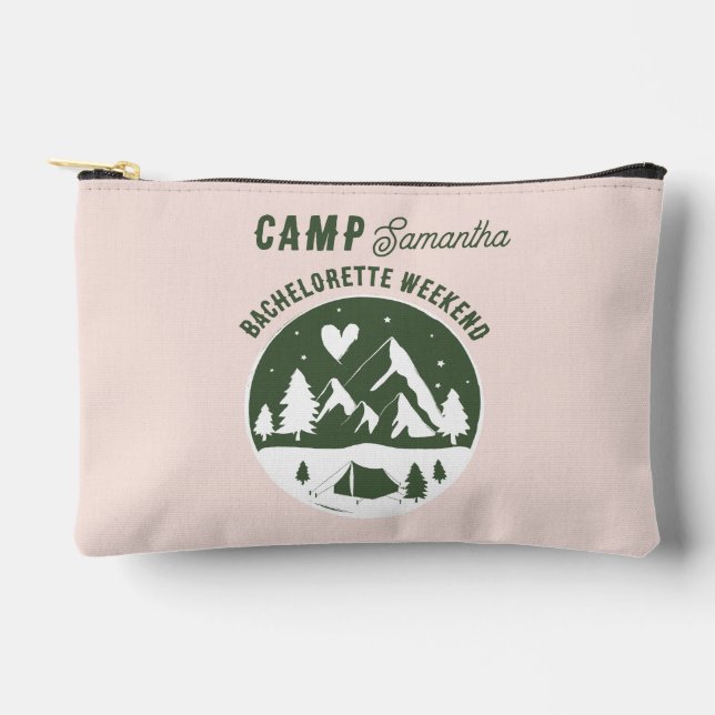 Camp Bachelorette Party Camping Bach Weekend Pink Accessory Pouch (Front)
