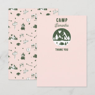 Camp Bachelorette Party Camping Bach Weekend Pink Thank You Card