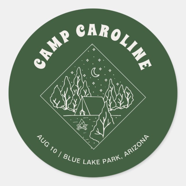 Camp Bachelorette Party Favor Classic Round Sticker (Front)
