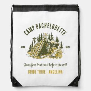 Camp Bachelorette Party Girls Camping Trip Custom Drawstring Bag