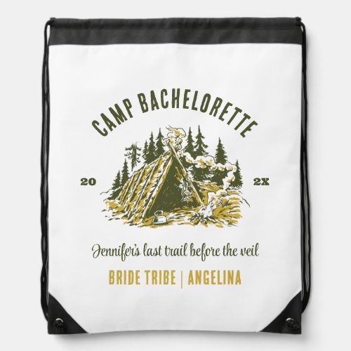 Camp Bachelorette Party Girls Camping Trip Custom Drawstring Bag