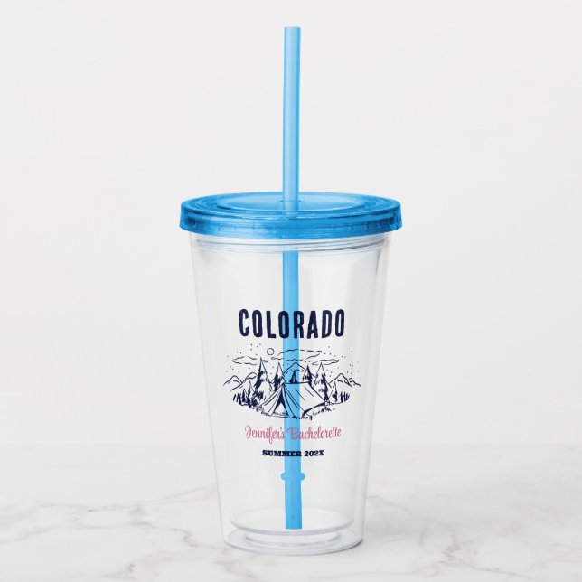 Camp Bachelorette Party Girls Trip Custom Camping Acrylic Tumbler (Front)
