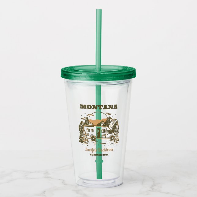 Camp Bachelorette Party Girls Trip Glamping Custom Acrylic Tumbler (Front)