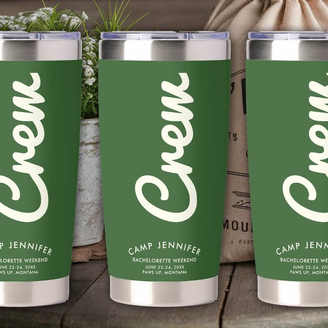 Camp Bachelorette Party Green Bridesmaid Gift Insulated Tumbler (camp bachelorette party forest green campfire bridesmaid gift tumbler)