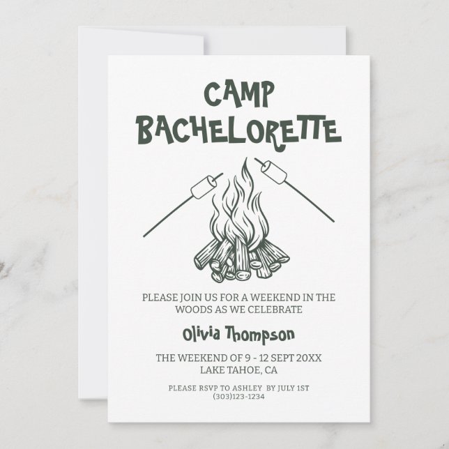 Camp Bachelorette Party Invitation (Front)