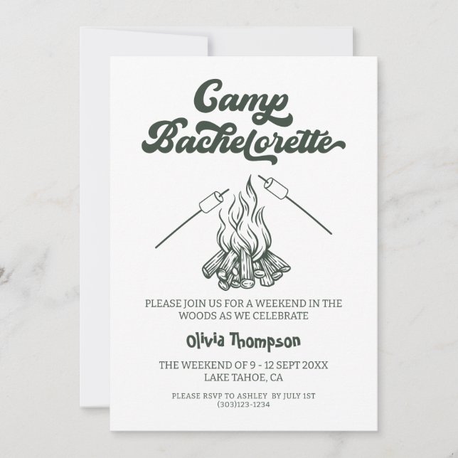 Camp Bachelorette Party Invitation (Front)