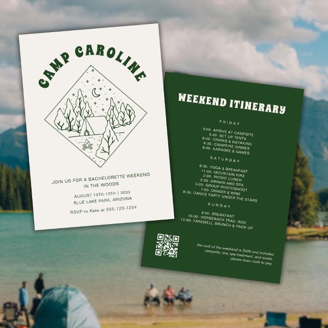 Camp Bachelorette Party Itinerary QR Code Invitation (Creator Uploaded)