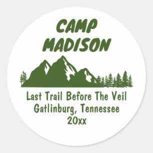 Camp Bachelorette Party Mountain Camping Bach Trip Classic Round Sticker