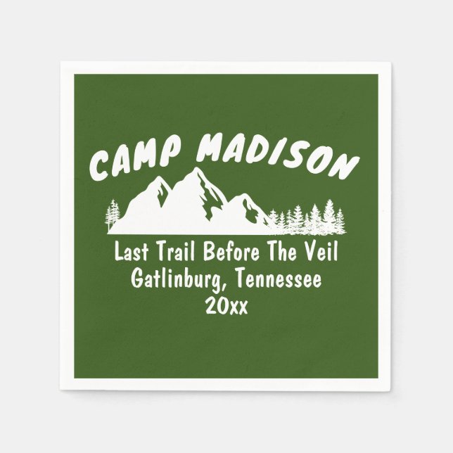 Camp Bachelorette Party Mountain Camping Ski Bach Napkins (Front)