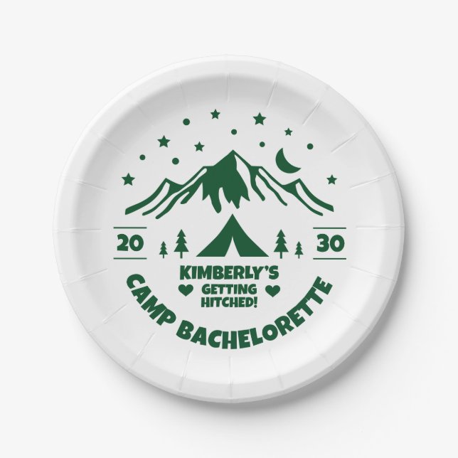Camp Bachelorette Party Paper Plates (Front)