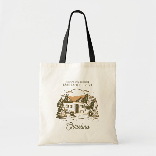 Camp Bachelorette Party Vintage Camping Bridesmaid Tote Bag