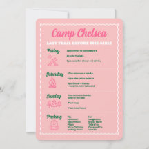 Camp Bachelorette Party Weekend Away Invitation