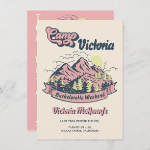 Camp Bachelorette Pink Mountain Girls Weekend Invitation