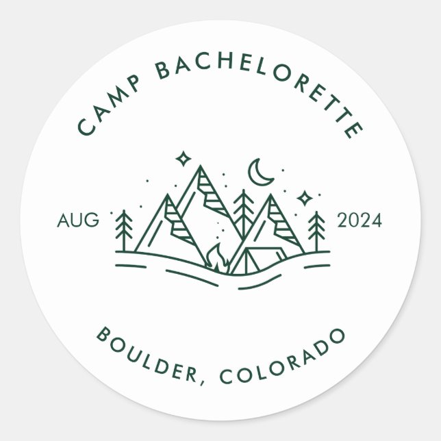 Camp Bachelorette Round Sticker (Front)
