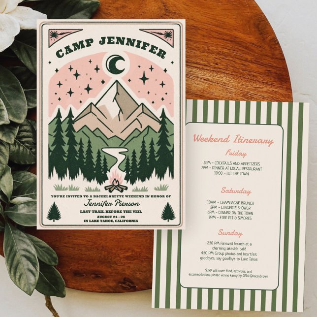 Camp Bachelorette Rustic Woodsy Mountain  Invitation (Creator Uploaded)