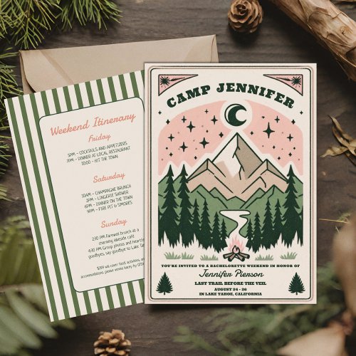 Camp Bachelorette Rustic Woodsy Mountain  Invitation