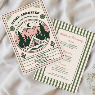 Camp Bachelorette Rustic Woodsy Mountain  Invitation