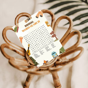 Camp Bachelorette Wedding Word Search Game Card
