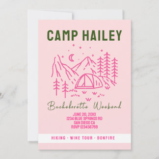 Camp bachelorette weekend invitation