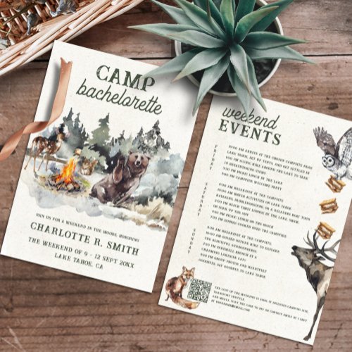 Camp Bachelorette Weekend Itinerary Modern Party Invitation
