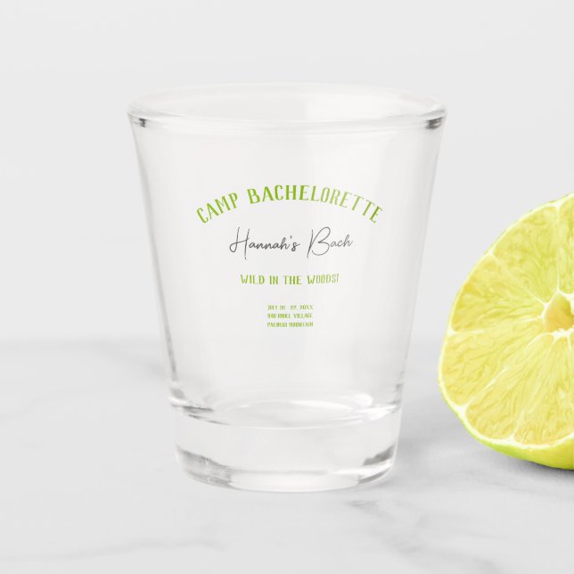 Camp Bachelorette Wild in the Woods Weekend Shot Glass (Front)