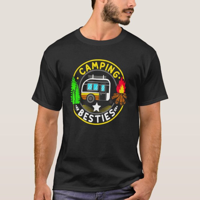 Camp Besties Camping   Happy Camper T-Shirt (Front)