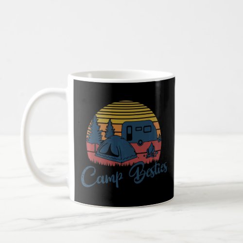 Camp Besties Outdoor Summer Camping Retro Sunset  Coffee Mug