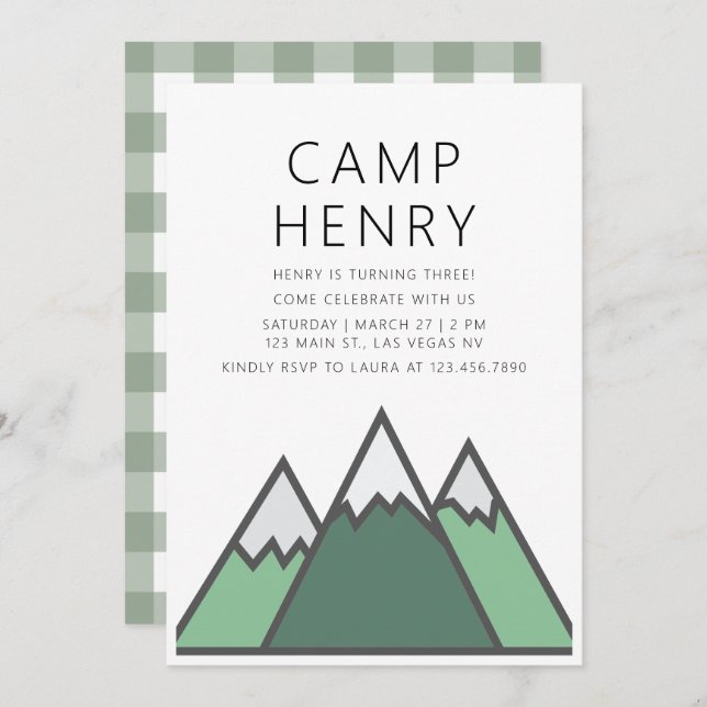 Camp Birthday Party Invitation  (Front/Back)
