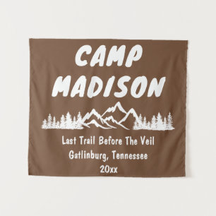 Camp Bridal Shower Mountain Camping Trip Prop Sign Tapestry