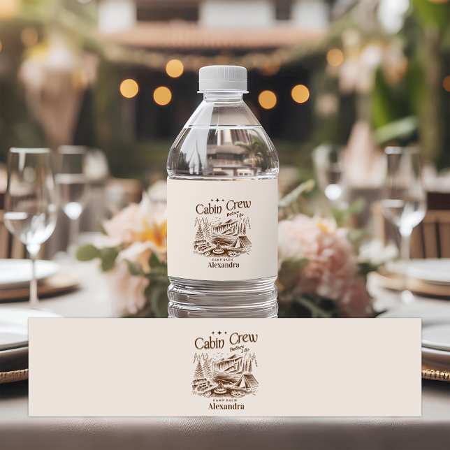 Camp Cabin Crew Before Bachelorette Water Bottle Label (Creator Uploaded)