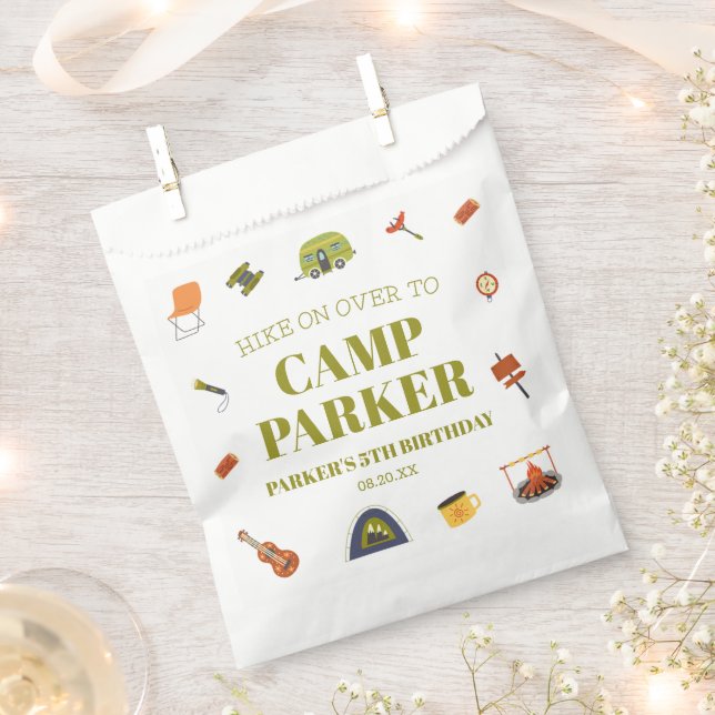 Camp Camping Camper Birthday Party Favor Bag (Clipped)