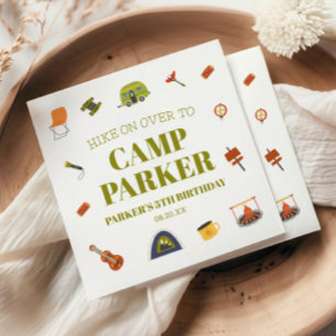 Camp Camping Camper Birthday Party Napkins