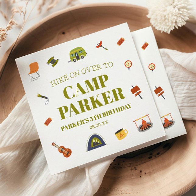 Camp Camping Camper Birthday Party Napkins (Creator Uploaded)