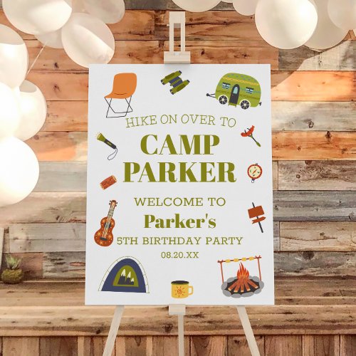 Camp Camping Camper Birthday Party Welcome Sign