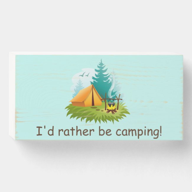 Camp Camping Design Wood Box Sign