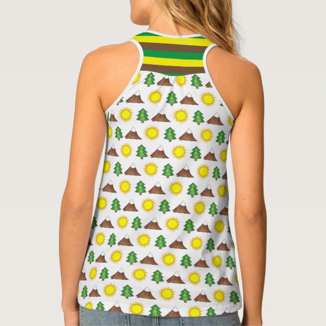 Camp Camping Hiking Nature Sun Mountain Tree Tank Top (Back)