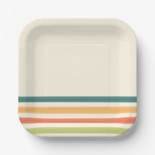 Camp chaos retro stripe paper plates