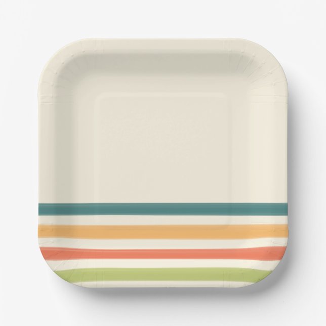 Camp chaos retro stripe paper plates (Front)