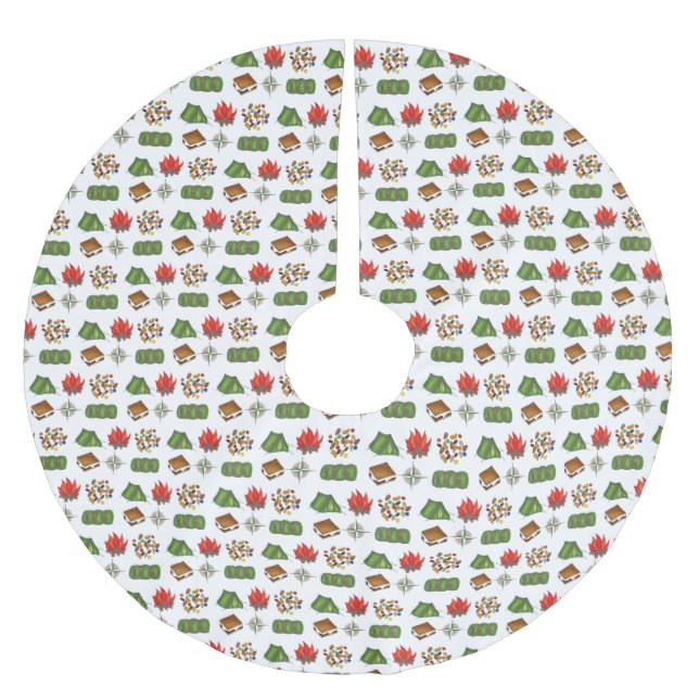 Camp Compass Tent S'mores Sleeping Bag Fire Brushed Polyester Tree Skirt (Front)