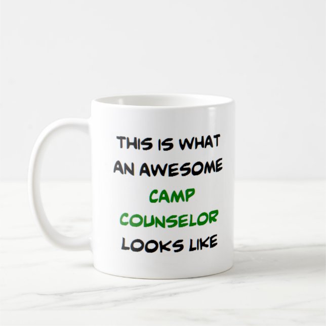 camp counselor, awesome coffee mug (Left)