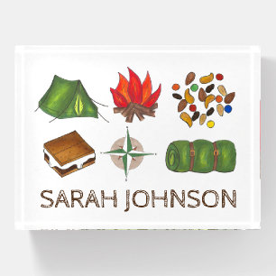 Camp Counselor Gift Tent Campfire Compass S'mores Paperweight
