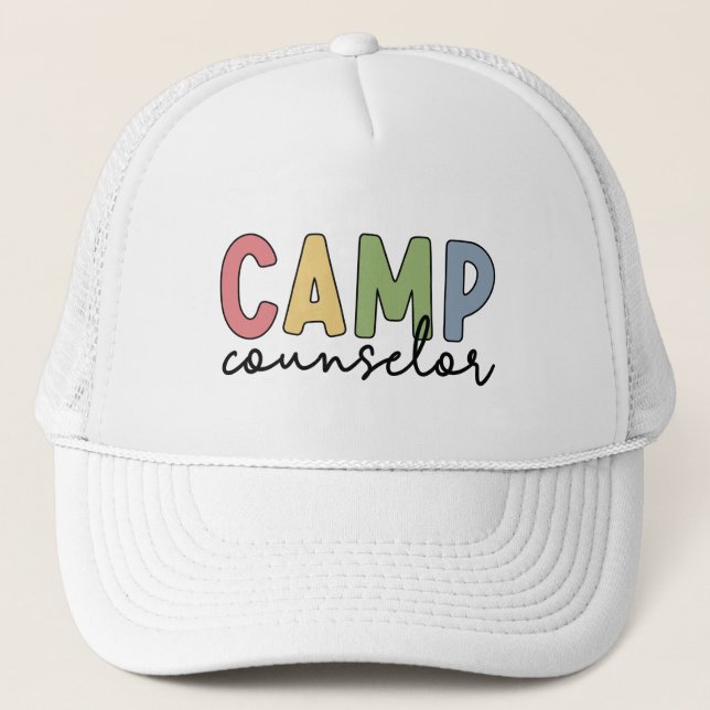 Camp Counselor Gifts Camping Counselor Trucker Hat (Front)