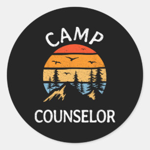 Camp Counselor Retro Summer Director Camper Staff Classic Round Sticker