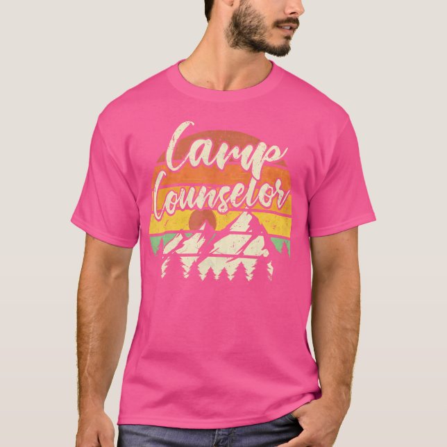 Camp Counselor Staff Summer Outdoor Sunset Camping T-Shirt (Front)