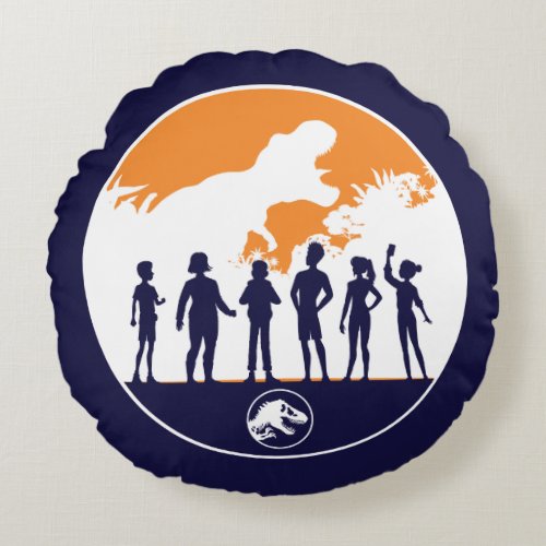 Camp Cretaceous Campers Silhouette Badge Round Pillow