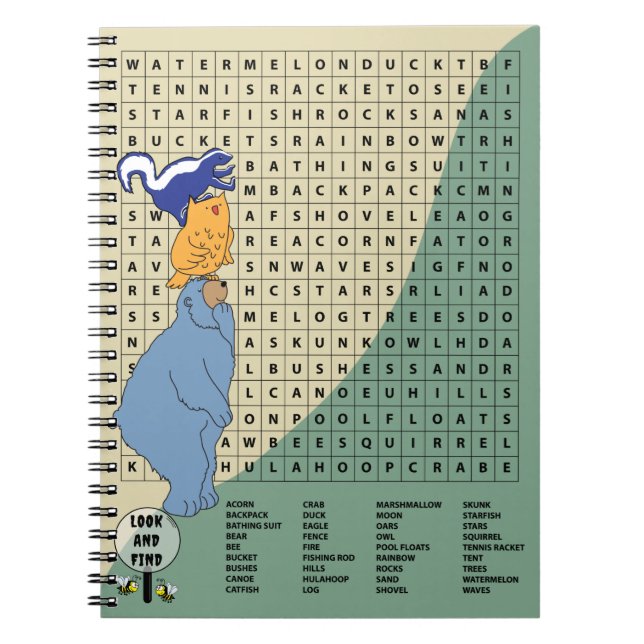 Camp Crossword Designed Cover Notebook (Front)