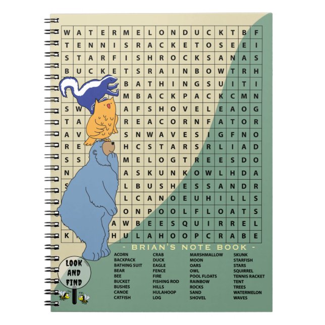 Camp Crossword Designed Cover Personalize Notebook (Front)