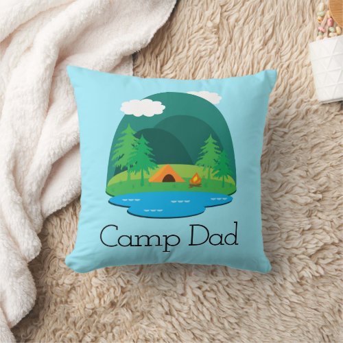 Camp Dad Funny Camping Fathers Day Throw Pillow