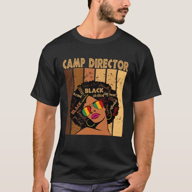 Camp Director Afro African American Black History  T-Shirt (Front)