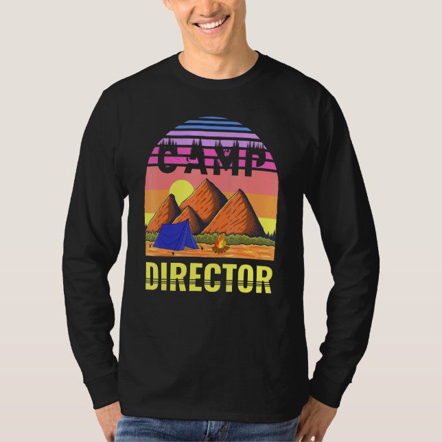 Camp Director Sunset Summer Camping Campground Lea T-Shirt (Front)